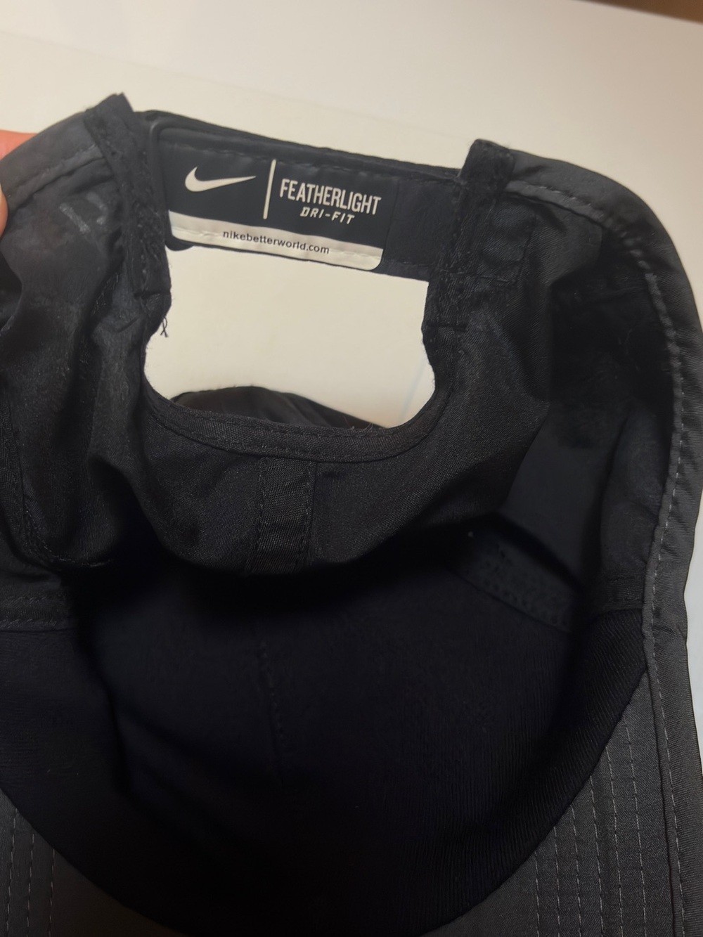 Nike Black Featherlight Dri-FIT Performance Cap with Embroidered White Swoosh - Picture 2 of 3